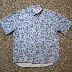 Quiksilver Stranger Things Lenora Printed Button Up Shirt Tropical Mens Large